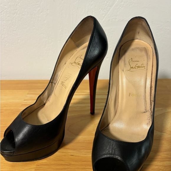 Christian Louboutin Black Peep Toe Pumps - Picture 10 of 12